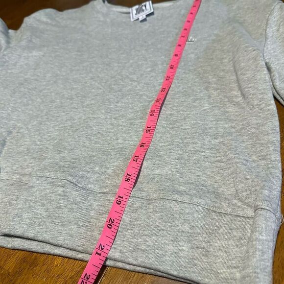 Juicy Couture Womens Gray Crewneck Soft Cotton Cropped Sweater Oversized Sz S - Picture 7 of 7